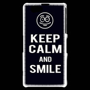 Coque Sony Xperia Z1 Compact Keep Calm Smile Noir