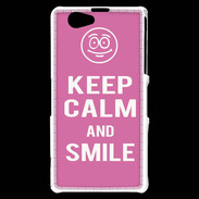 Coque Sony Xperia Z1 Compact Keep Calm Smile Rose