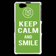 Coque Sony Xperia Z1 Compact Keep Calm Smile Vert