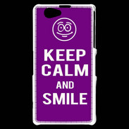 Coque Sony Xperia Z1 Compact Keep Calm Smile Violet