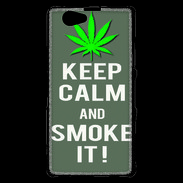 Coque Sony Xperia Z1 Compact Keep Calm Smoke it Gris