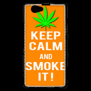 Coque Sony Xperia Z1 Compact Keep Calm Smoke it Orange