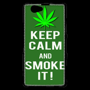 Coque Sony Xperia Z1 Compact Keep Calm Smoke it Kaki