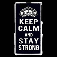 Coque Sony Xperia Z1 Compact Keep Calm Stay strong Noir