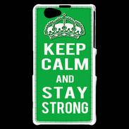 Coque Sony Xperia Z1 Compact Keep Calm Stay strong Vert