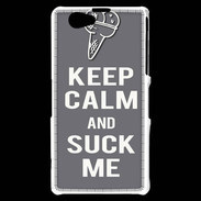Coque Sony Xperia Z1 Compact Keep Calm Suck me Gris