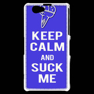 Coque Sony Xperia Z1 Compact Keep Calm Suck me Bleu
