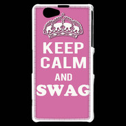 Coque Sony Xperia Z1 Compact Keep Calm Swag Rose