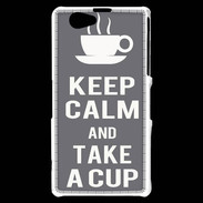 Coque Sony Xperia Z1 Compact Keep Calm Take a cup Gris
