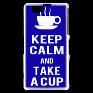 Coque Sony Xperia Z1 Compact Keep Calm Take a cup Bleu