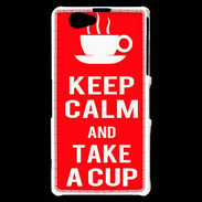 Coque Sony Xperia Z1 Compact Keep Calm Take a cup Rouge