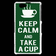 Coque Sony Xperia Z1 Compact Keep Calm Take a cup Vert