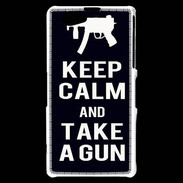 Coque Sony Xperia Z1 Compact Keep Calm Take a gun Noir