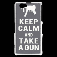 Coque Sony Xperia Z1 Compact Keep Calm Take a gun Gris
