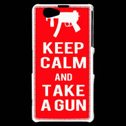 Coque Sony Xperia Z1 Compact Keep Calm Take a gun Rouge