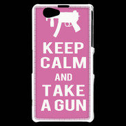 Coque Sony Xperia Z1 Compact Keep Calm Take a gun Rose