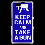Coque Sony Xperia Z1 Compact Keep Calm Take a gun Bleu