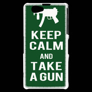 Coque Sony Xperia Z1 Compact Keep Calm Take a gun Vert