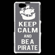 Coque Sony Xperia Z1 Compact Keep Calm Be a Pirate Gris
