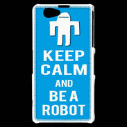 Coque Sony Xperia Z1 Compact Keep Calm Be a Robot Cyan