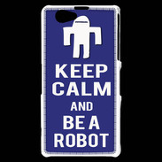 Coque Sony Xperia Z1 Compact Keep Calm Be a Robot Bleu
