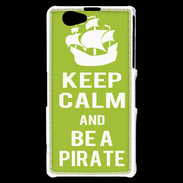 Coque Sony Xperia Z1 Compact Keep Calm Be a Pirate Vert pomme