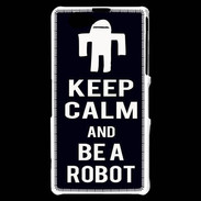 Coque Sony Xperia Z1 Compact Keep Calm Be a Robot Noir