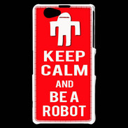 Coque Sony Xperia Z1 Compact Keep Calm Be a Robot Rouge