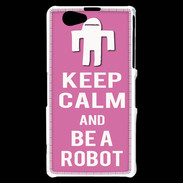 Coque Sony Xperia Z1 Compact Keep Calm Be a Robot Rose