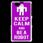 Coque Sony Xperia Z1 Compact Keep Calm Be a Robot Violet