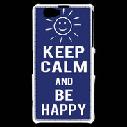Coque Sony Xperia Z1 Compact Keep Calm Be Happy Bleu