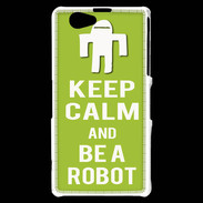 Coque Sony Xperia Z1 Compact Keep Calm Be a Robot Vert pomme