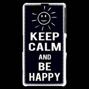 Coque Sony Xperia Z1 Compact Keep Calm Be Happy Noir