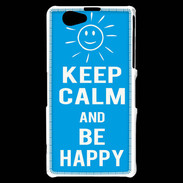 Coque Sony Xperia Z1 Compact Keep Calm Be Happy Cyan
