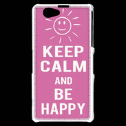 Coque Sony Xperia Z1 Compact Keep Calm Be Happy Rose