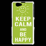 Coque Sony Xperia Z1 Compact Keep Calm Be Happy Vert pomme