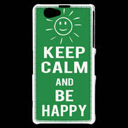 Coque Sony Xperia Z1 Compact Keep Calm Be Happy Vert