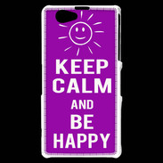 Coque Sony Xperia Z1 Compact Keep Calm Be Happy Violet