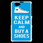 Coque Sony Xperia Z1 Compact Keep Calm Buy Shoes Cyan 