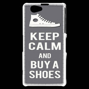 Coque Sony Xperia Z1 Compact Keep Calm Buy Shoes Gris