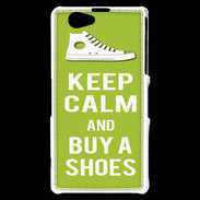 Coque Sony Xperia Z1 Compact Keep Calm Buy Shoes Vert Pomme