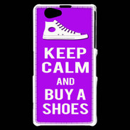 Coque Sony Xperia Z1 Compact Keep Calm Buy Shoes Violet