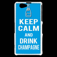 Coque Sony Xperia Z1 Compact Keep Calm Drink champagne Cyan