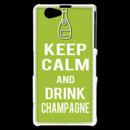 Coque Sony Xperia Z1 Compact Keep Calm Drink champagne Vert pomme
