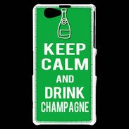 Coque Sony Xperia Z1 Compact Keep Calm Drink champagne Vert