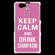 Coque Sony Xperia Z1 Compact Keep Calm Drink champagne Rose