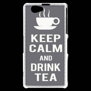 Coque Sony Xperia Z1 Compact Keep Calm Drink Tea Gris
