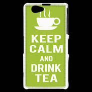 Coque Sony Xperia Z1 Compact Keep Calm Drink Tea Vert pomme
