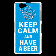 Coque Sony Xperia Z1 Compact Keep Calm Have a beer Cyan