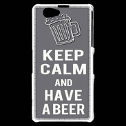 Coque Sony Xperia Z1 Compact Keep Calm Have a beer Gris